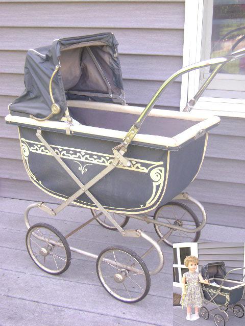 vintage metal doll carriage